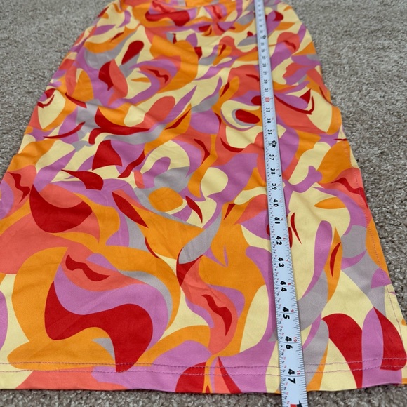Hello Molly Fierce Nature Midi Dress Multi-color Orange Strappy Size 4 - Picture 11 of 12